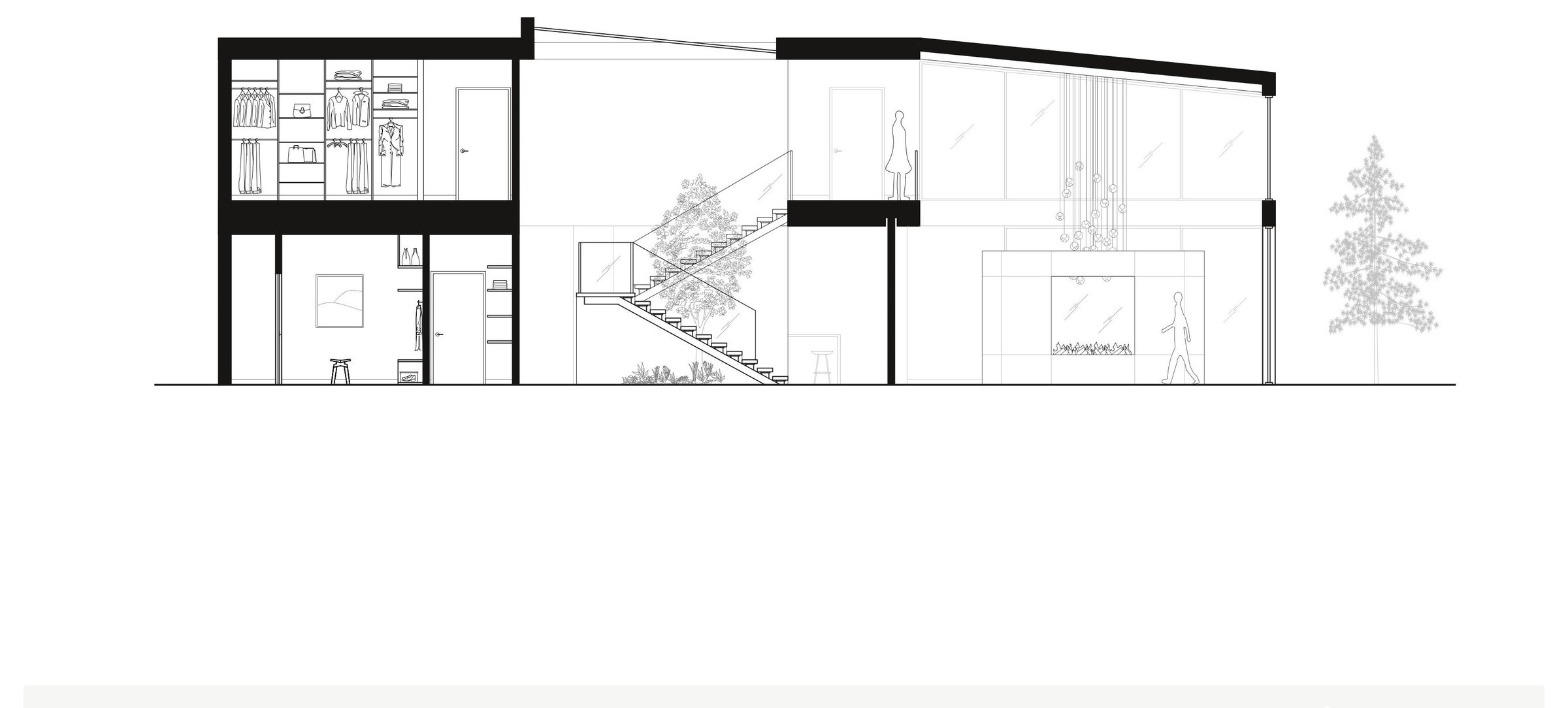 Section through the stair and living room